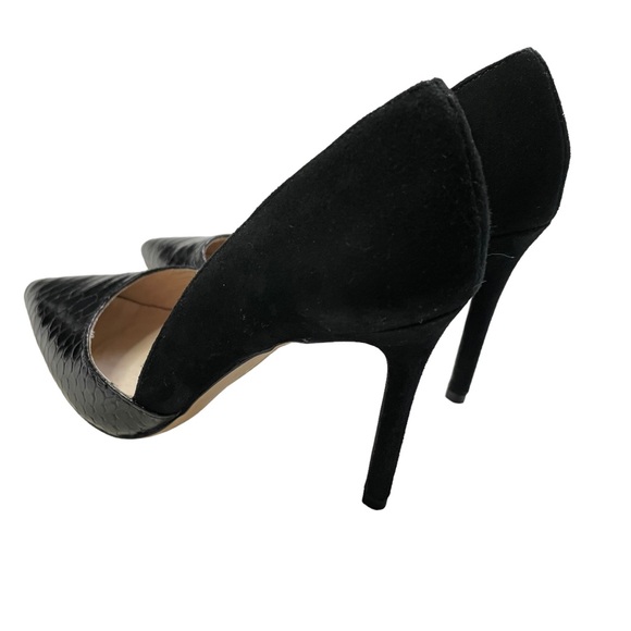 Louise et Cie black leather croc effect heels pointed toe suede size 5.5 - Picture 12 of 14